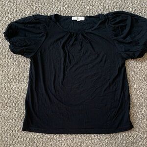 LOFT Black Puff Sleeve Blouse
